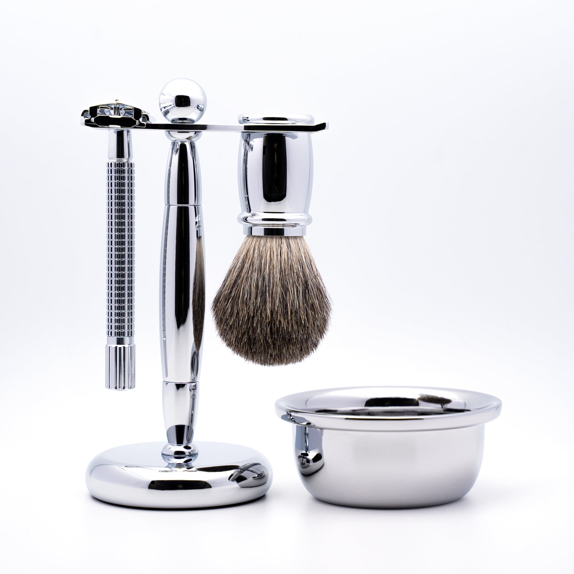 Safety Razor Kit by Beard Guru - Razor, Shaving Brush, Shaving Bowl And Stand