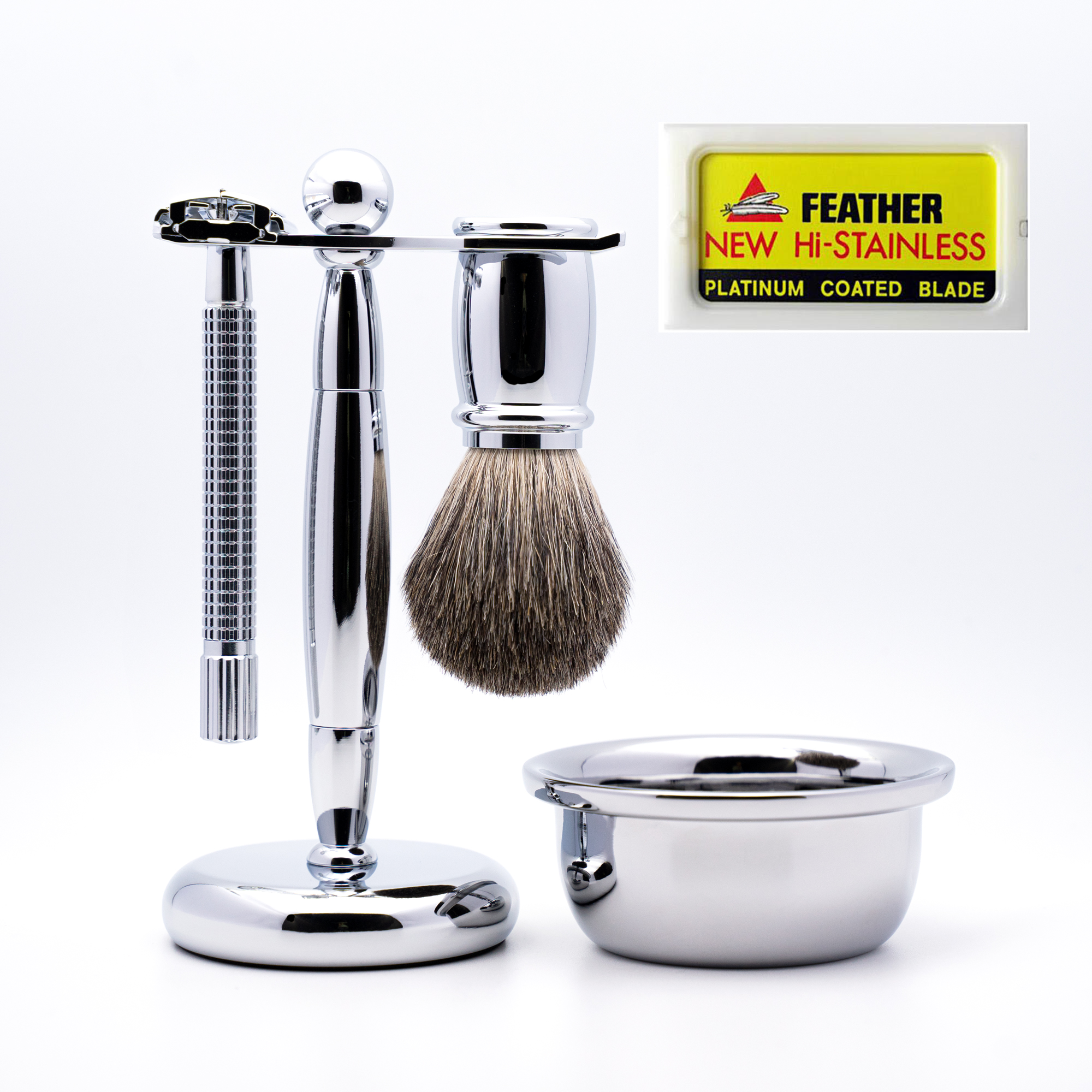 Safety Razor Kit by Beard Guru - Razor, Shaving Brush, Shaving Bowl And Stand